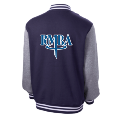 Adult RMBA Fleece Letterman Jacket – Navy/Heather
